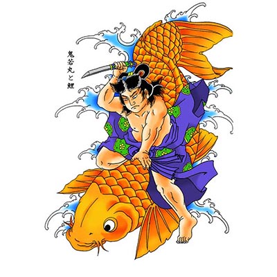 Large Koi Fish Design Water Transfer Temporary Tattoo(fake Tattoo) Stickers NO.11338